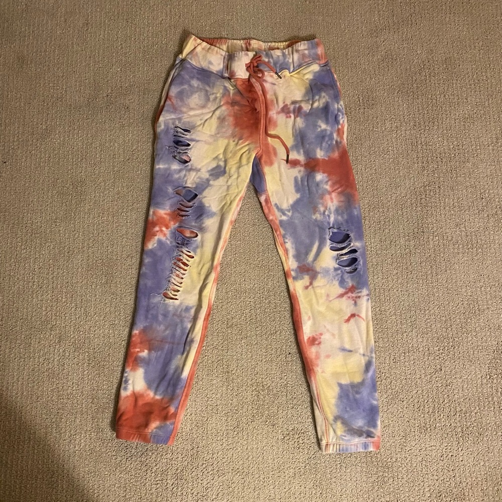 Tie dye ripped sweatpants
